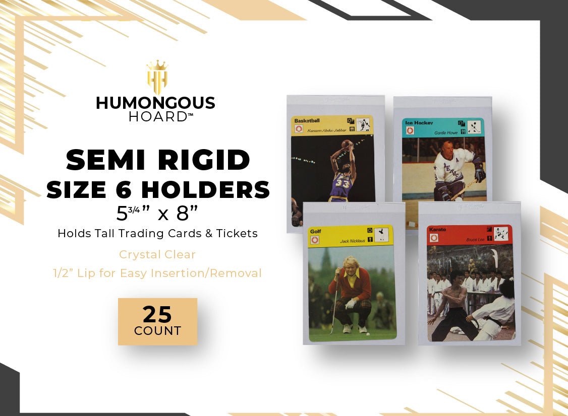 Semi Rigid Card Holders Size 6 Pack (25 Holders) - Humongous Hoard