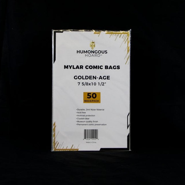 Golden Comic Book Polyester (Mylar) Bags Pack (50 Bags) - Humongous Hoard