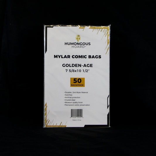 Golden Comic Book Polyester (Mylar) Bags Pack (50 Bags) - Humongous Hoard
