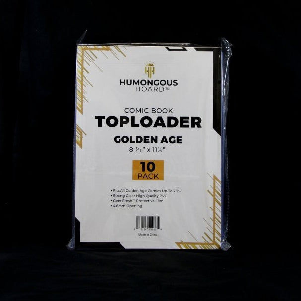 Golden Comic Book Top Loader w/Gem Fresh Protective Film Pack (10 Holders) - Humongous Hoard
