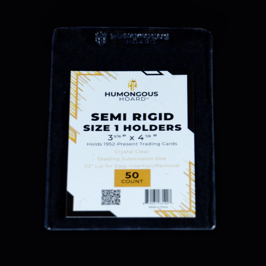 Semi Rigid Card Holders Size 1 Pack (50 Holders) - Humongous Hoard