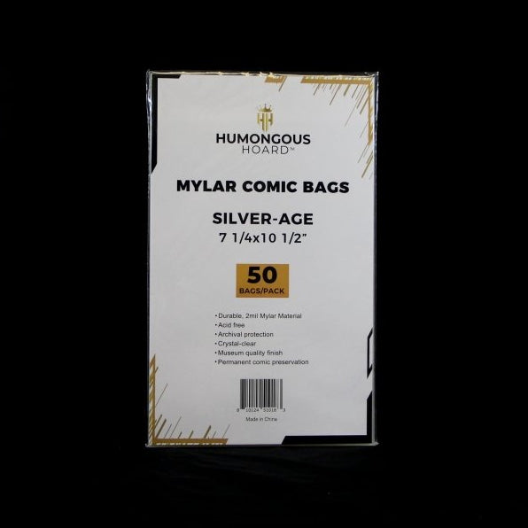 Silver Comic Book Polyester (Mylar) Bags Pack (50 Bags) - Humongous Hoard