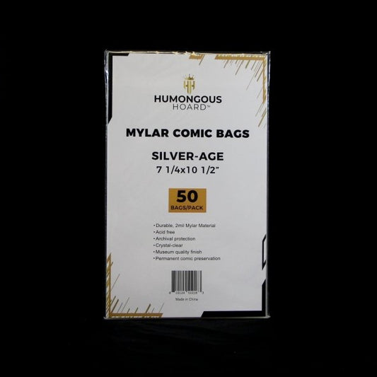 Silver Comic Book Polyester (Mylar) Bags Pack (50 Bags) - Humongous Hoard